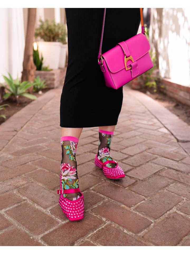 Sock Candy - Wholesale Socks - Women's - English Rose Black Sheer Crew Sock7