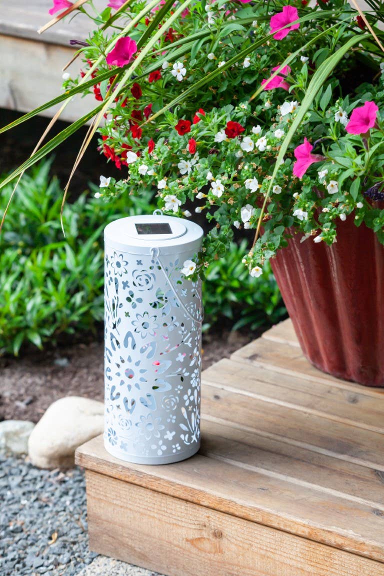 Allsop Home & Garden - Wholesale Outdoor/Lawn Light - Metal Bloom 12" Outdoor Solar Lantern - White5
