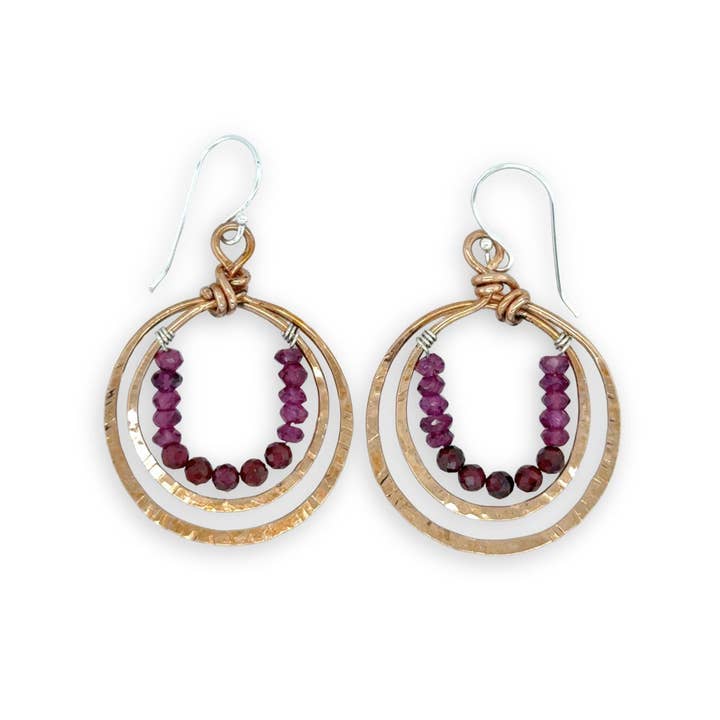 Ring of Garnet Earrings E75081 for wholesale by Art by any Means Jewelry