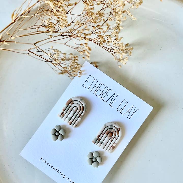 Clay Stud Pack, Arch, Dämpade toner, Neutral, Boho för wholesale av Ethereal Clay