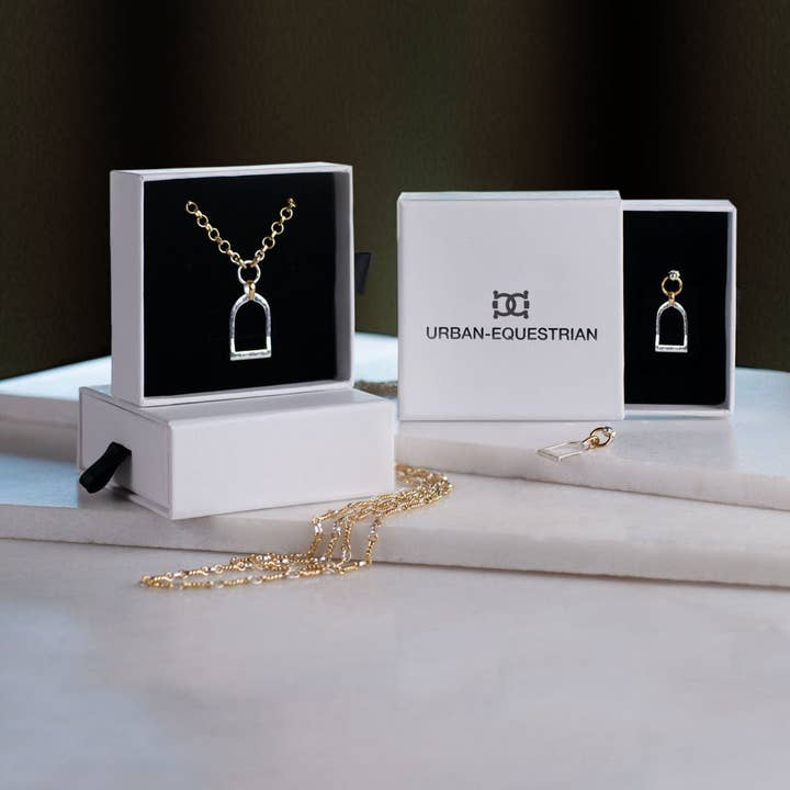 URBAN-EQUESTRIAN - Wholesale Pendant/Charm Necklace - Denby - Two Tone Equestrian Riding Stirrup Necklace10