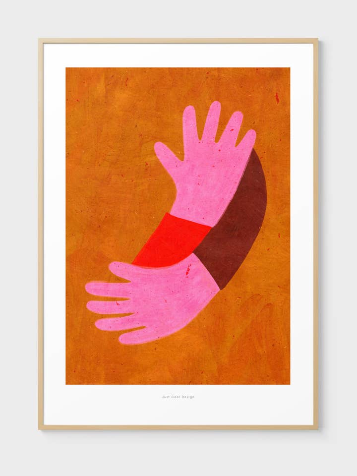 Warme Umarmung | A4–A3 Bunte Minimalistische Umarmungsillustration Kunstdruck für den Großhandel von Just Cool Design