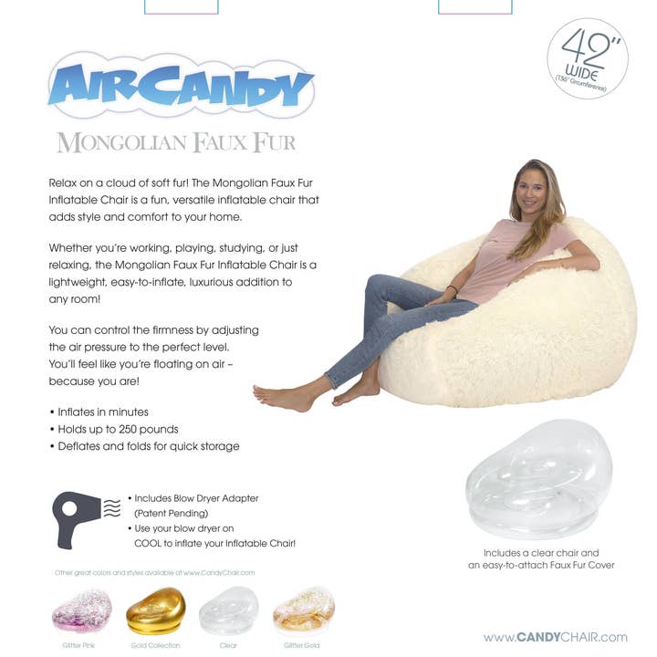 PoolCandy - Wholesale Chair - AirCandy Inflatable Chair - Mongolian Faux Fur9