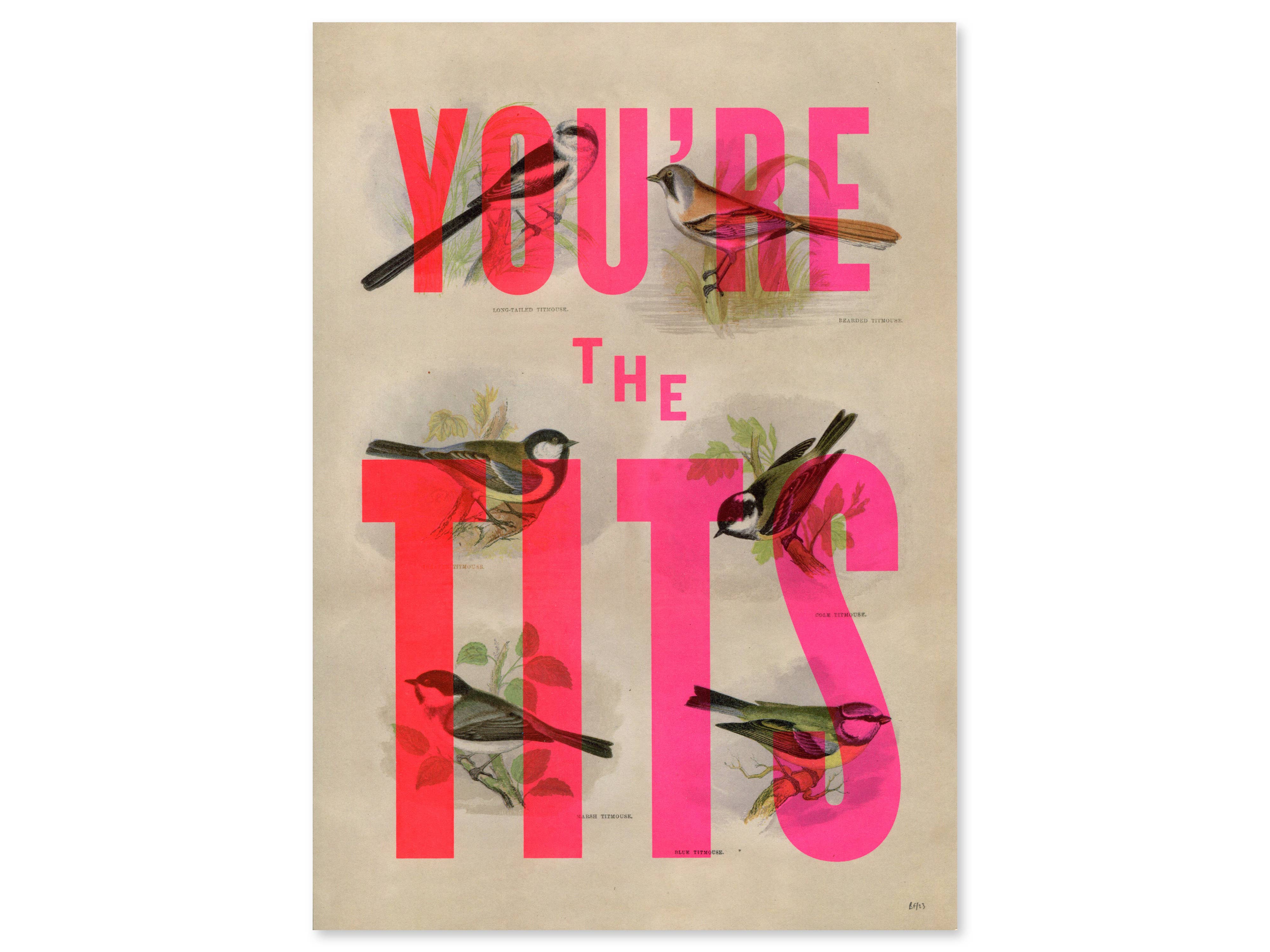 Basil & Ford – wholesale Art print – You're The Tits - A4 Screen Print1
