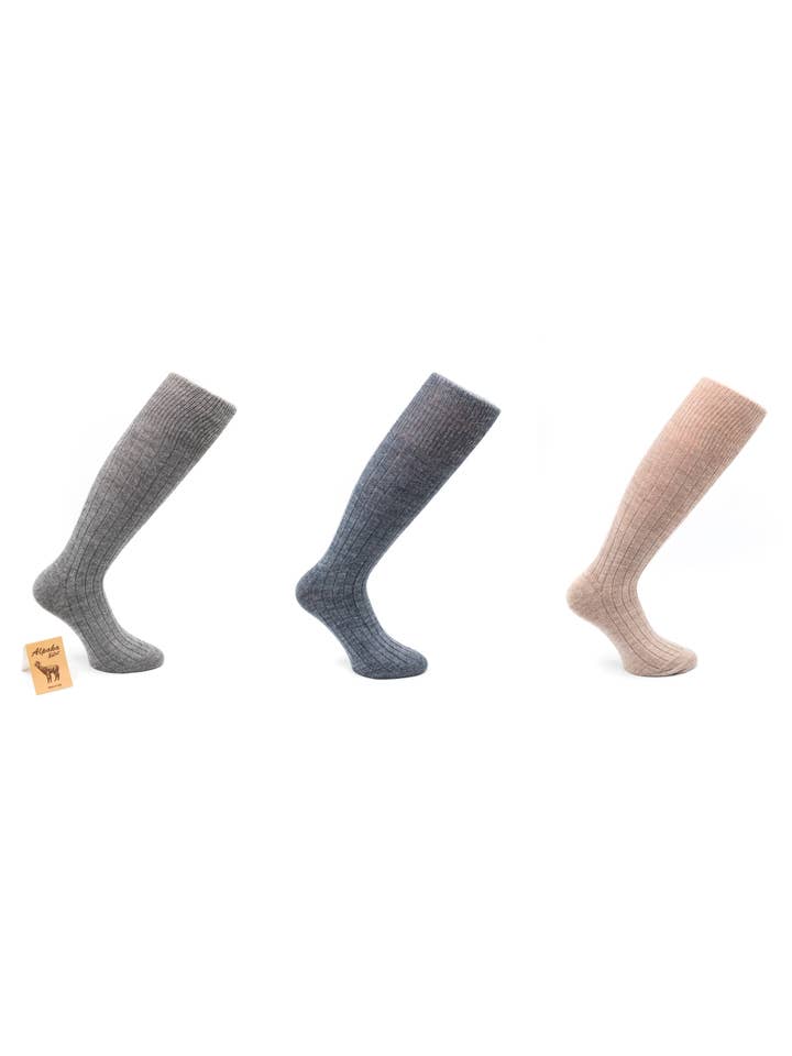 Assorted 3 Pairs - Women's Long Alpaca Socks - Lady Alpaka for wholesale on Faire1