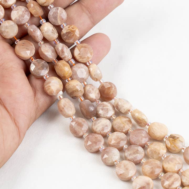 Soothing Crystals Beads - Wholesale Beads - Heishi Disc Beads | Peach Moonstone | Flat Crystal Beads8