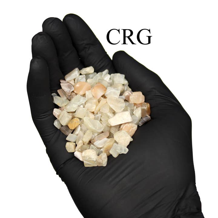 Crystal River Gems LLC - Wholesale Spiritual Stone/Crystal - 1 KILO LOT - Mixed Moonstone Tumbled Chips | Crystal Confetti from India1