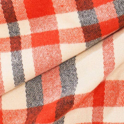 Olive & Pique - Wholesale Scarf - Unisex - Plaid Oversized Blanket Scarf / Shawl, 75" x 31.5", Orange3