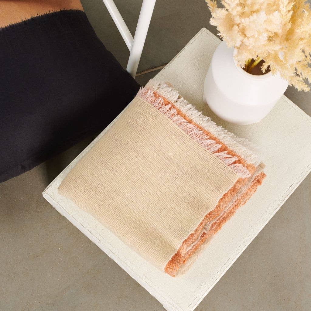 Orange Chestnut Soft Merino Linen Handloom  Throw / Blanket for wholesale on Faire6