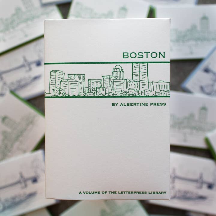 Boston Letterpress Library Note Card Set for wholesale by Albertine Press