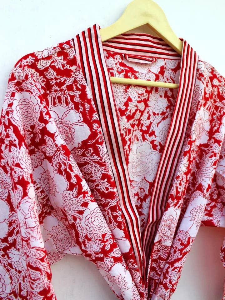 GYPSY STUDIO – Engroshandel Morgenkåbe - Dame – Bloktryk Kimono Kjoler Brudepige Kimono Kjole Blomster Kimono Kjoler