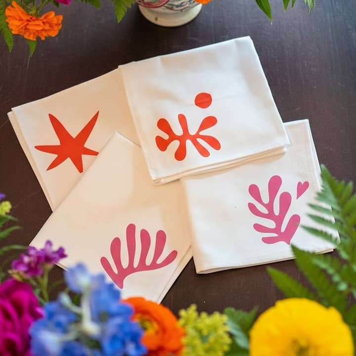 Set om 2 servetter i korall för wholesale av NÓDOA DESIGN