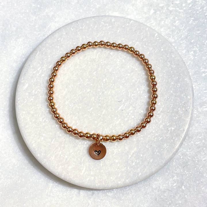 Rose Gold Filled 4mm Bead Stretch Bracelet B136-RG for wholesale by K & B Jewelry