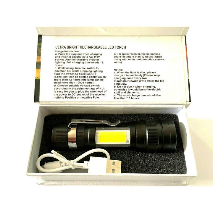 HASHIR PRODUCTS - Wholesale Flashlight - High Power Lumens T6 Led Flashlight USB Rechargeable Zoom Wi