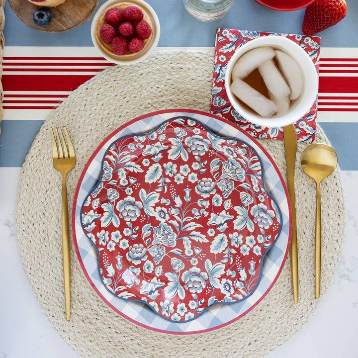 My Mind’s Eye - Wholesale Disposable Plate - HAM1042 - Hamptons Floral Wave Paper Plate