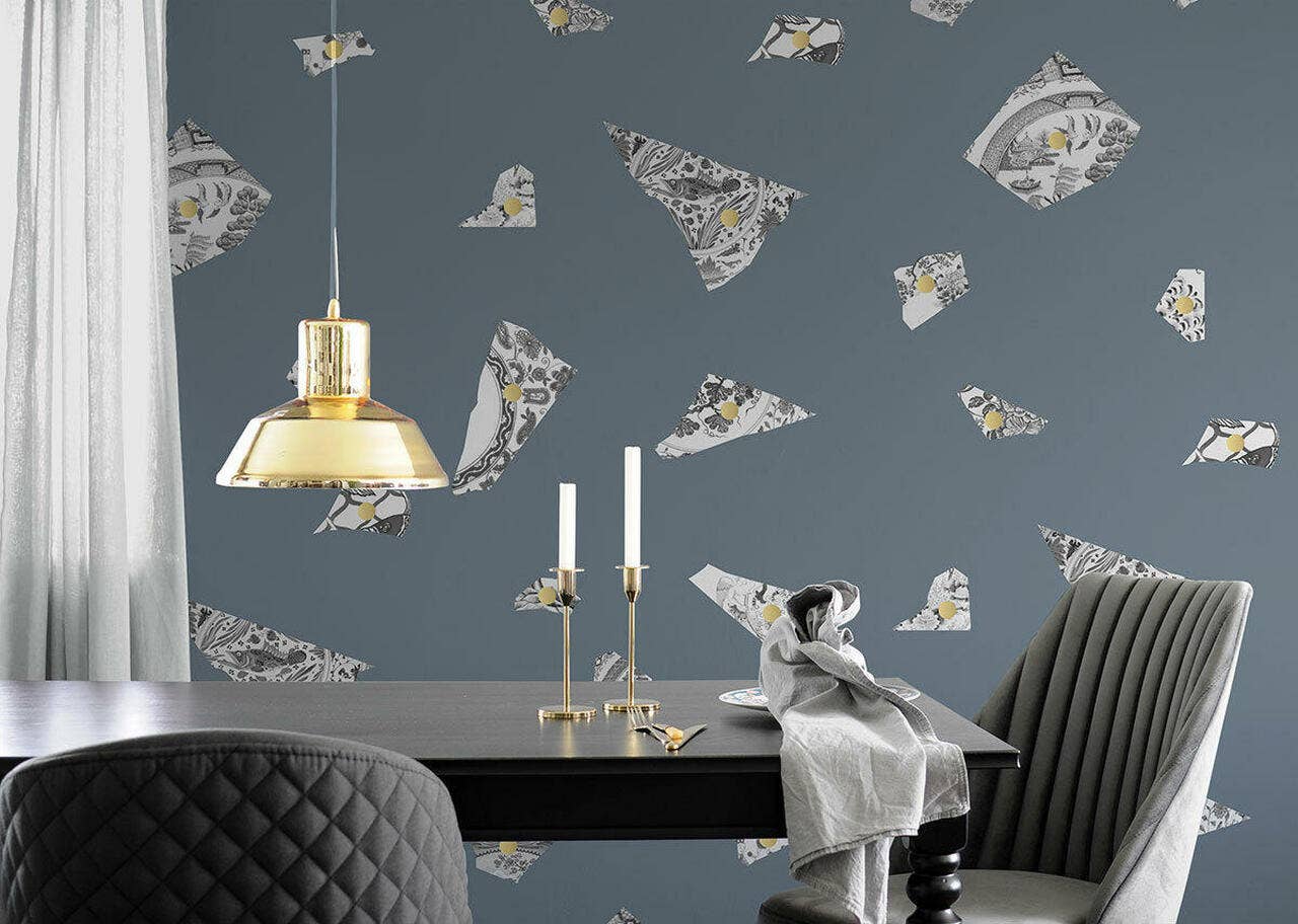 Mineheart – wholesale Wallpaper – Blue & Grey Plate fragment wallpaper2