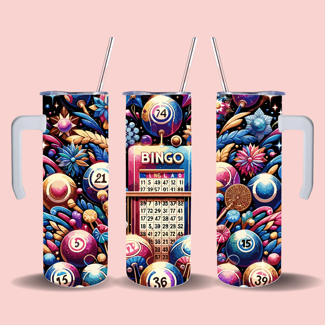 Honey Jar Creations - Vente Gourde/bouteille isotherme - Jeu de Cartes Bingo à l'Ancienne 20oz Gobelet Étroite2