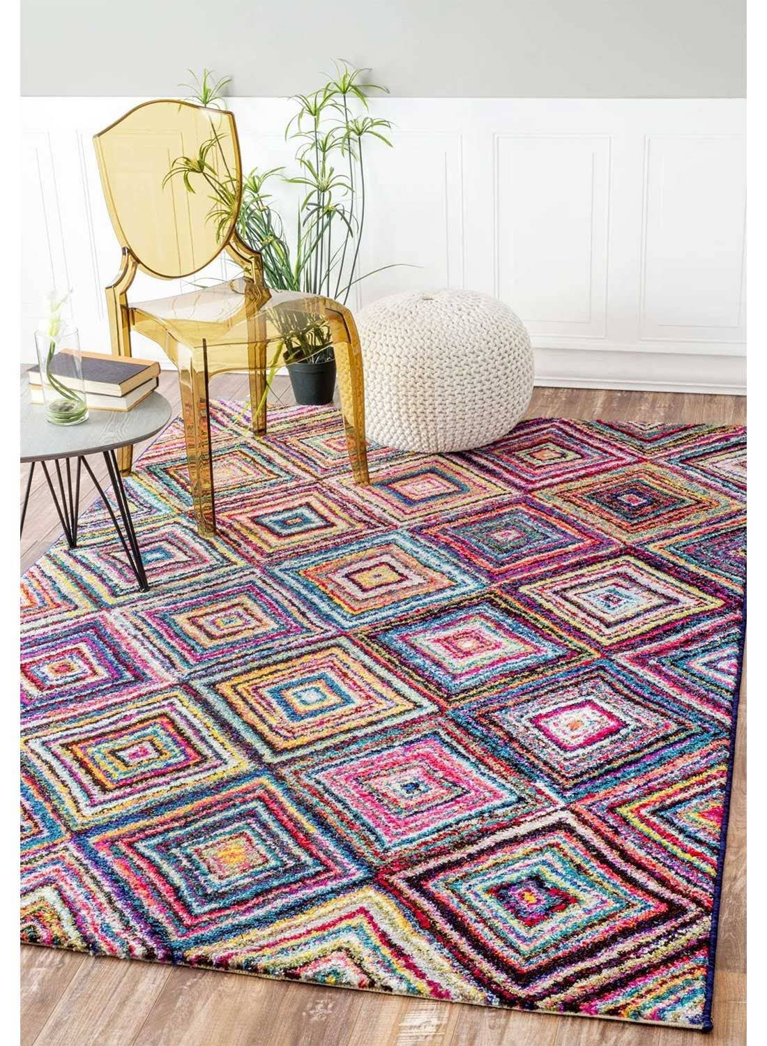 Multicolore Tapis salon CARRE BOUTIK Oeko tex en vente sur Faire2
