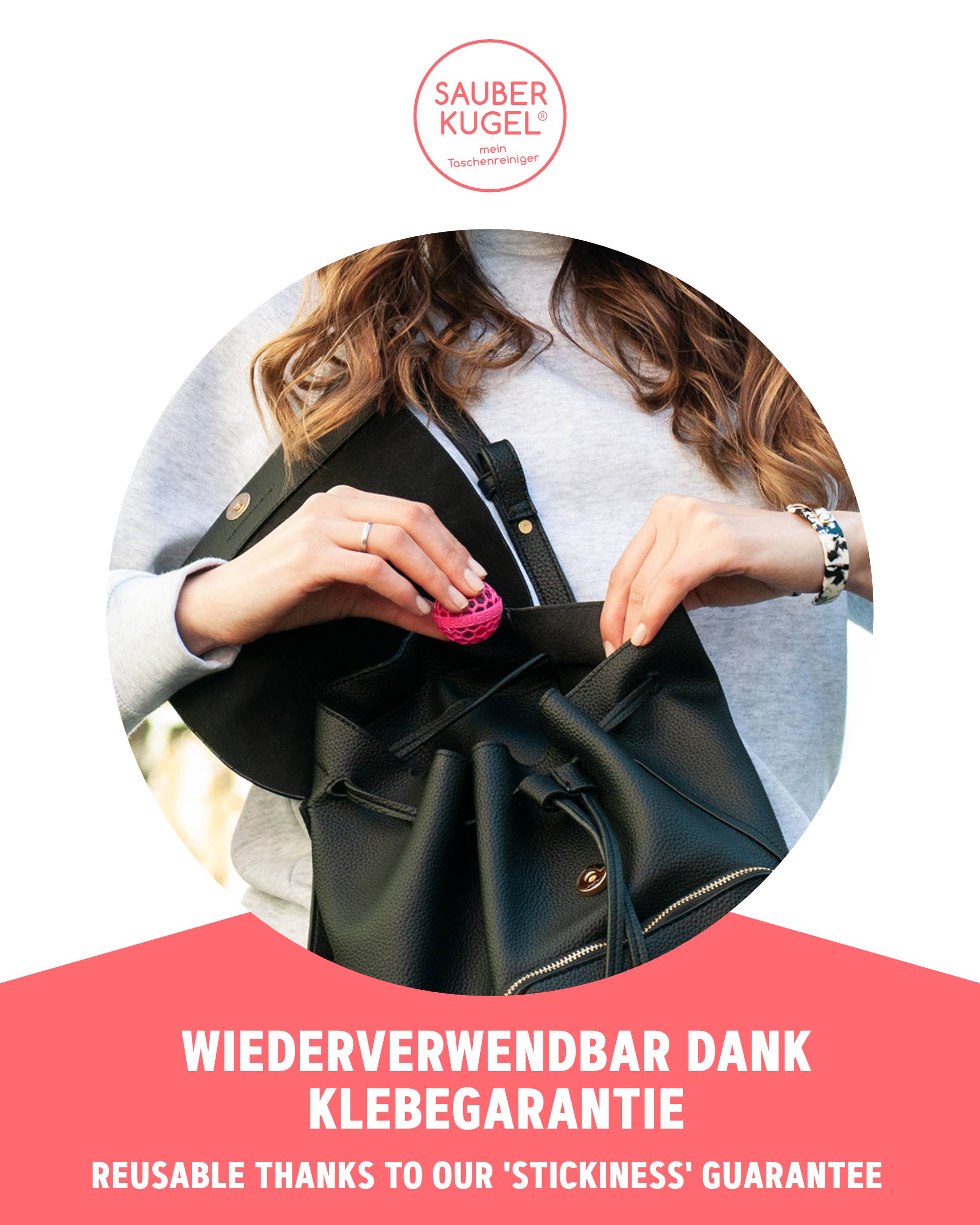 Sauberkugel - No Crumbs GmbH - Wholesale Cleaning Sponge - CLEAN BALL - MY BAG CLEANER - THINK PINK6