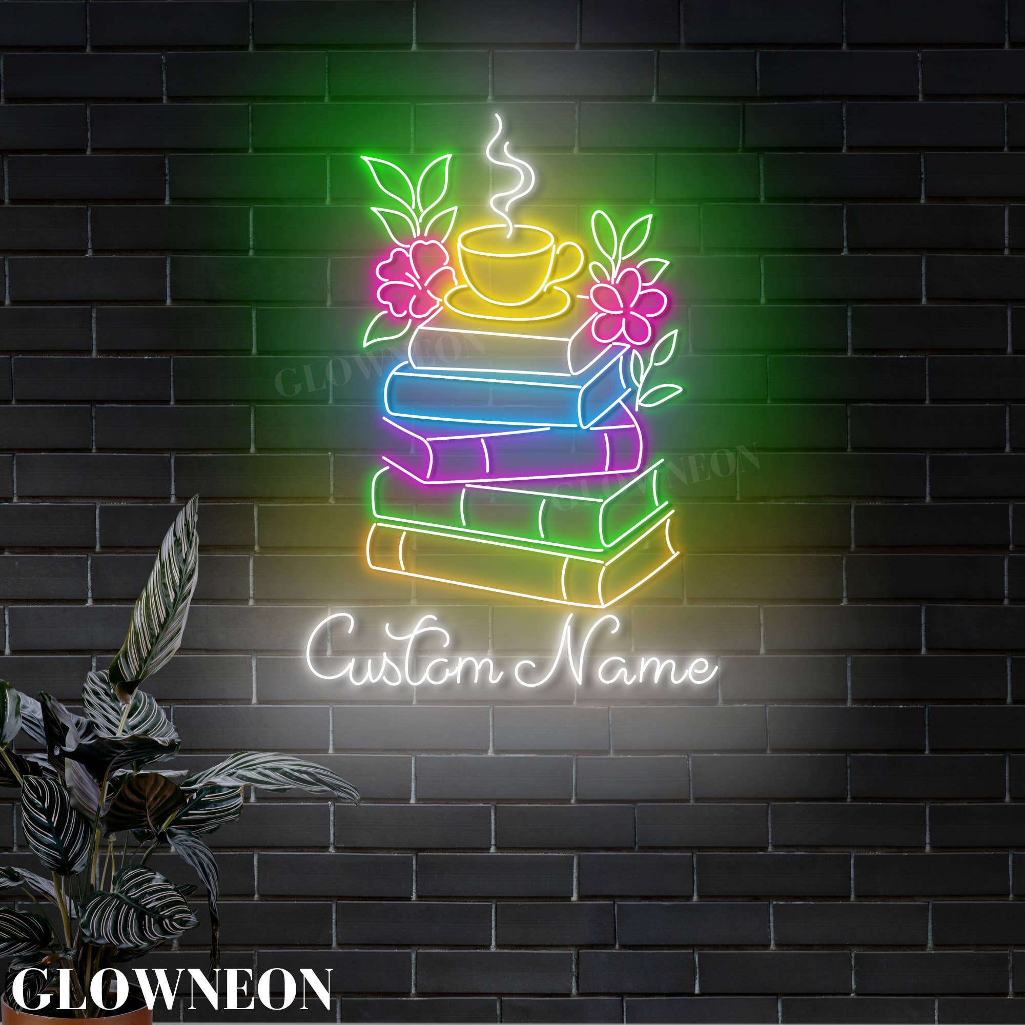 Glow Neon - Wholesale Neon Sign - Book Coffee Neon Sign, Wall LED Light for Tea Room Decor