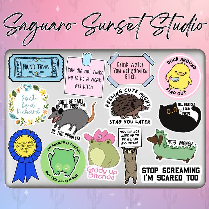 Saguaro Sunset Studio - Wholesale Sticker - Tell Your Cat I Said Pspsps Sticker, Funny Cat Sticker3