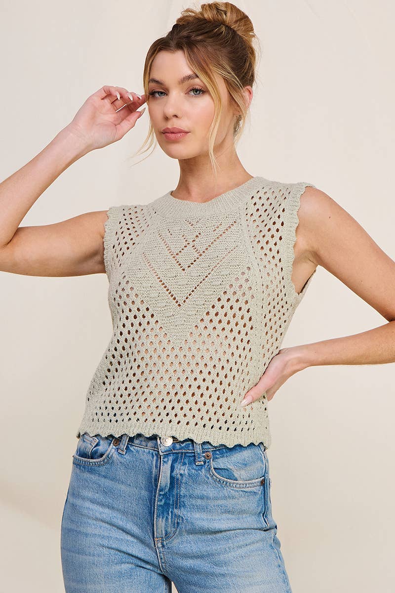 Allie Rose - Wholesale Knit Top - Women's - Sweater Tank with Scallop Edges9