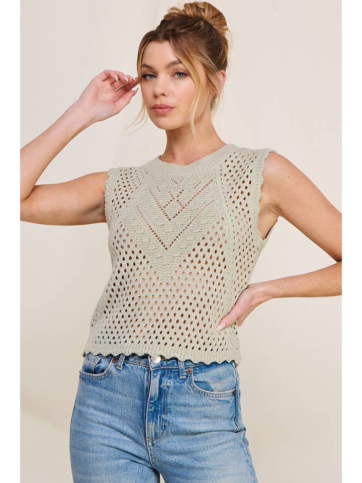 Allie Rose – wholesale Knit top – Women's – Sweater Tank with Scallop Edges9