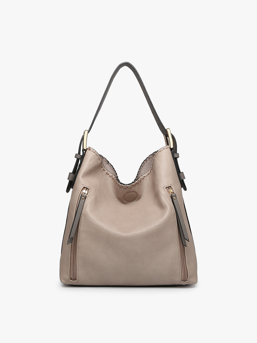 Jen & Co. - Wholesale Schoudertas - Dames - Jen & Co. M1816A Alexa 2-in-1 hobo tas met dubbele ritssluitingen3