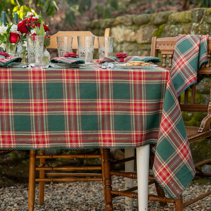 Jolly Plaid Tablecloth - Green for wholesale by April Cornell