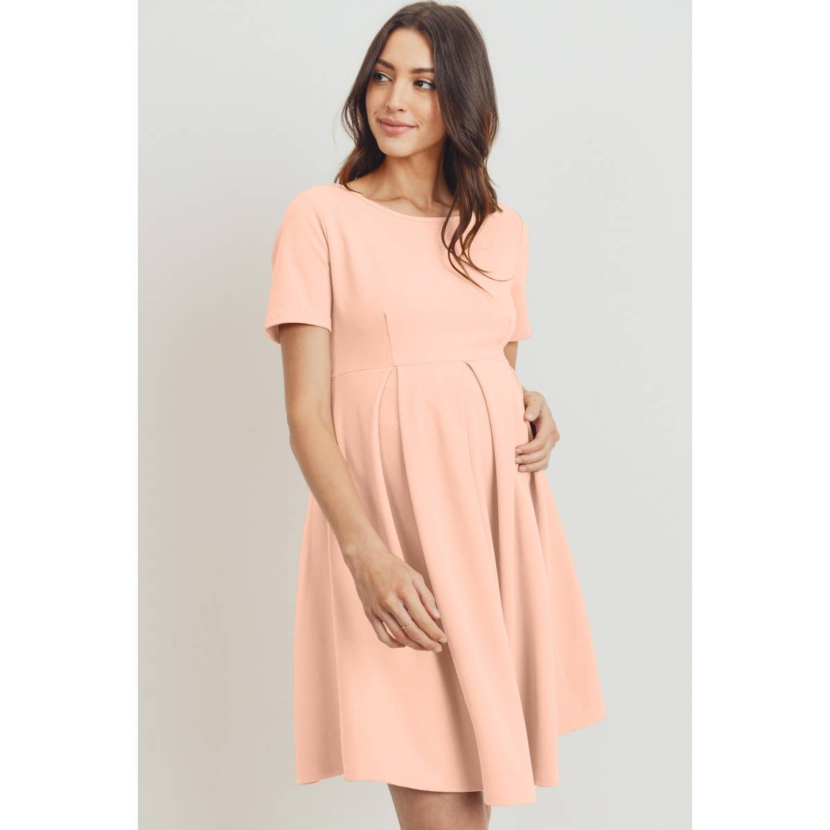 Hello Miz - Wholesale Dress - Maternity - Pleated Round Neck Maternity Skater Dress18