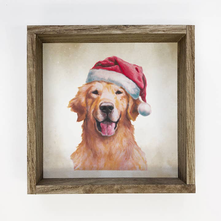 Golden Retriever Dog Christmas Canvas Sign for wholesale by Hangout Home