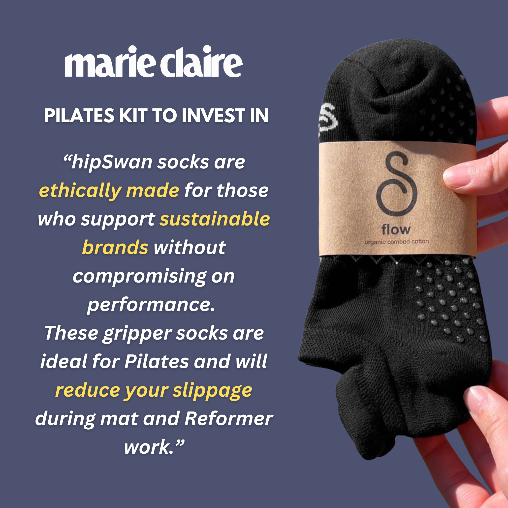 Off White Pilates Grip Socks (Ankle) by hipSwan | GOTS Organic Cotton for wholesale on Faire7