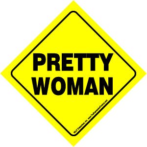 Pretty woman Auto Attitudes Car Signs with suction cup for wholesale by SJT Enterprises, Inc.