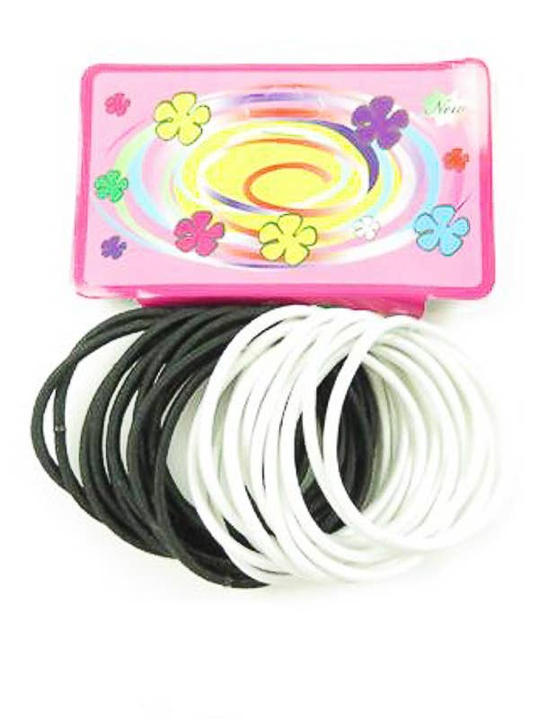 Black & White Elastic Hair Ties for wholesale by Cap Zone