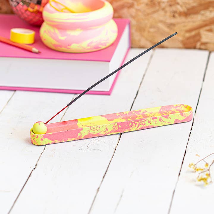 Neon Jesmonite ball incense holder for wholesale by Nine Angels