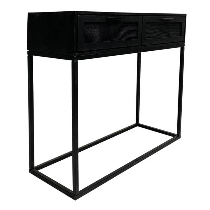 EARTHWARE - Vente Tables d'appoint - Buffet Emily noir 2 tiroirs
