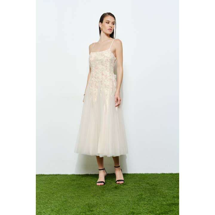 Romantic Lace Chiffon Sleeveless Midi Dress for wholesale by INA