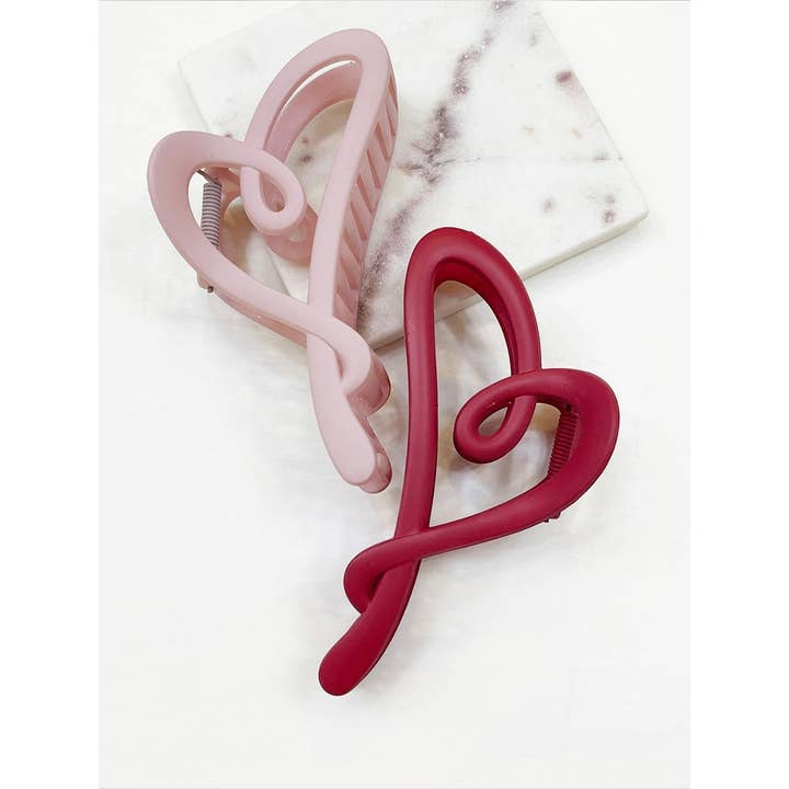 MIX COLOR Matte Heart Hair Claw Clip for wholesale on Faire