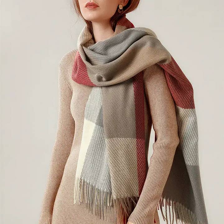 ACCITY - Wholesale Scarf - Women's - AUTUMN WINTER PLAID  THICK SHAWL SCARF_CWASC01765