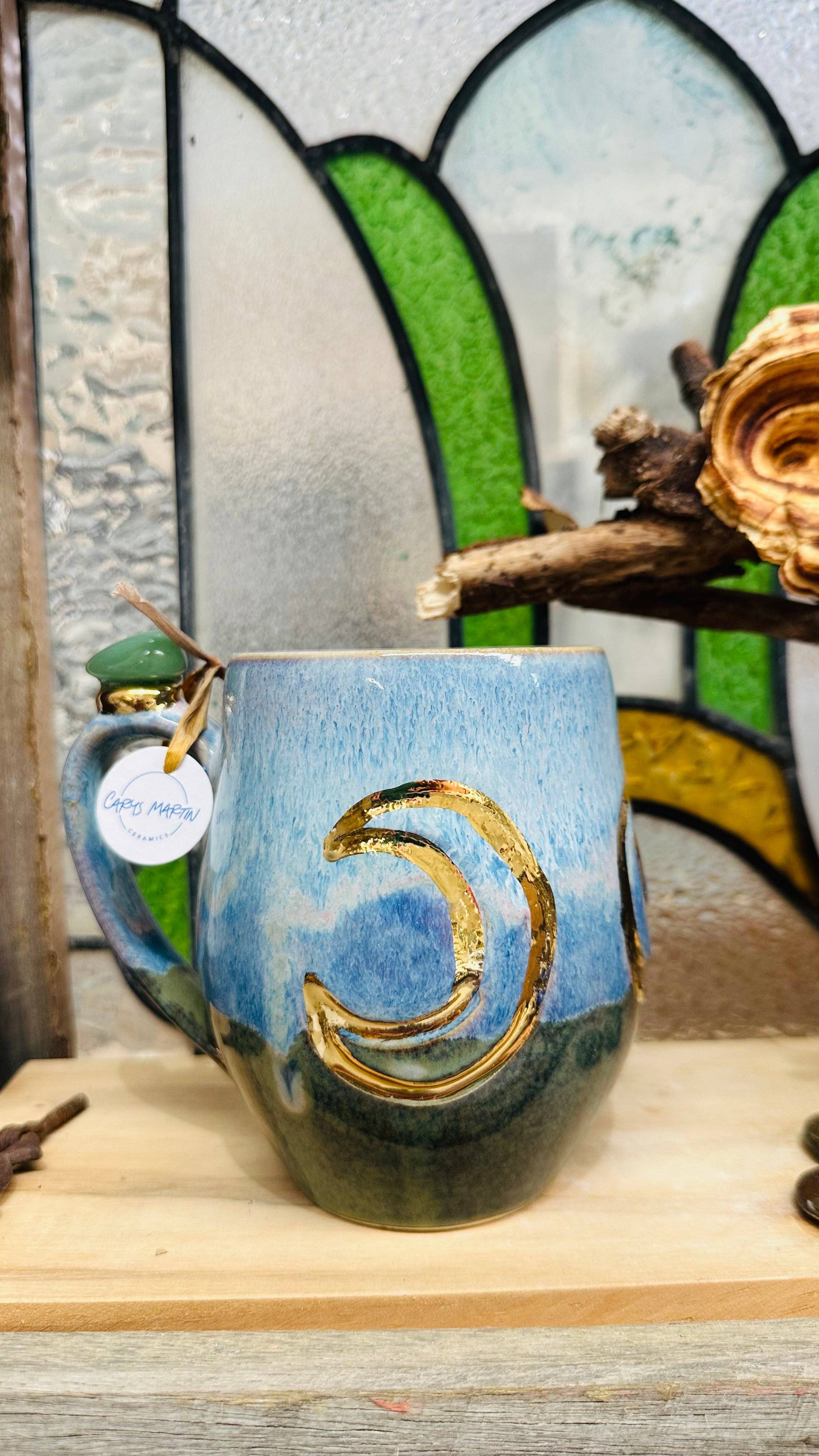 Carys Martin Ceramics - Wholesale Coffee Mug - Aventurine Triple Goddess Crystal Mug1