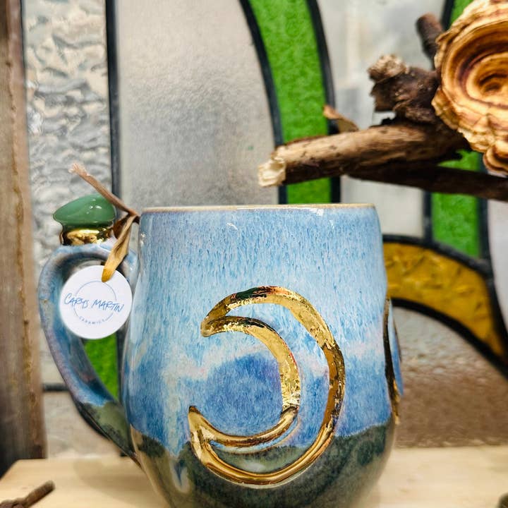 Carys Martin Ceramics - Wholesale Coffee Mug - Aventurine Triple Goddess Crystal Mug1