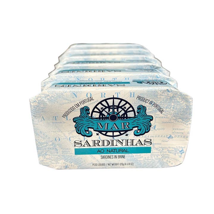 Tin Can Fish ( BELA, Cantara, Mar, Porthos, Varina ) - Wholesale Tinned Fish - MAR Brand Sardines in Brine - 6 Pack