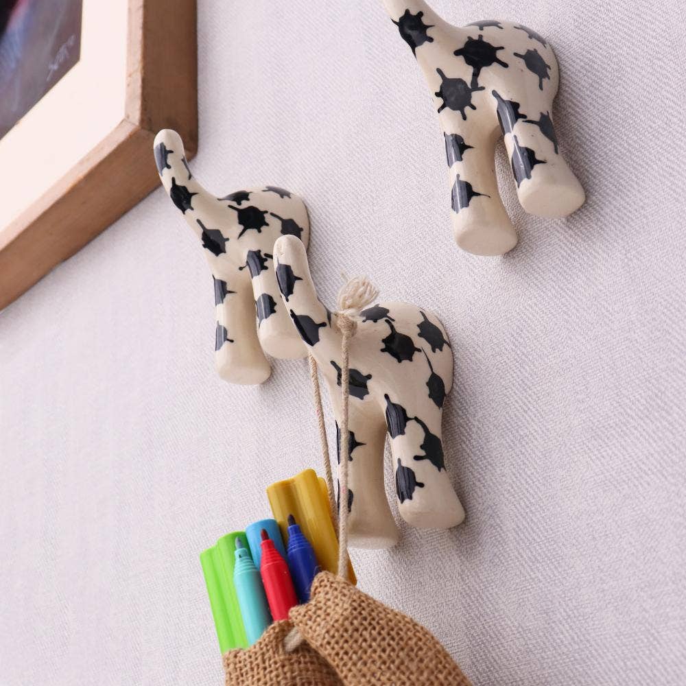 3 Piece Ceramic Dog Tail Hat Hook Brown and White for wholesale on Faire1