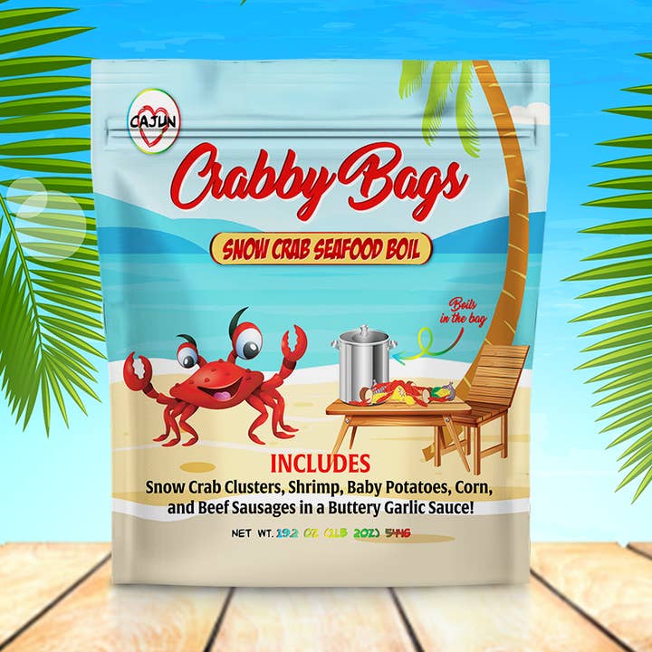 Cajun Snow Crab Boil | Frozen Seafood Boil in a bag | Crabby Bags for wholesale by Crabby Bags Wholesale Shopping