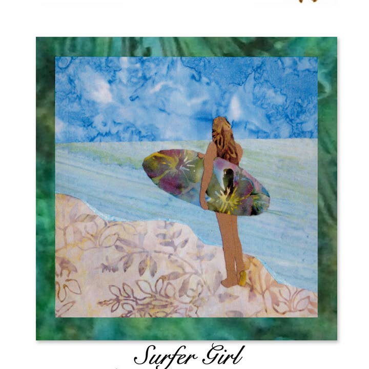 Surfer Girl Beach Babe Surfboard Applique Quilt Pattern for wholesale by Kathy's Impressions