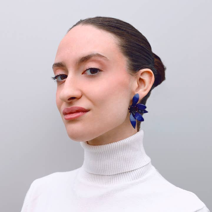 Sonata - Wholesale Snap Jewelry - Half Flower Resin Earrings5