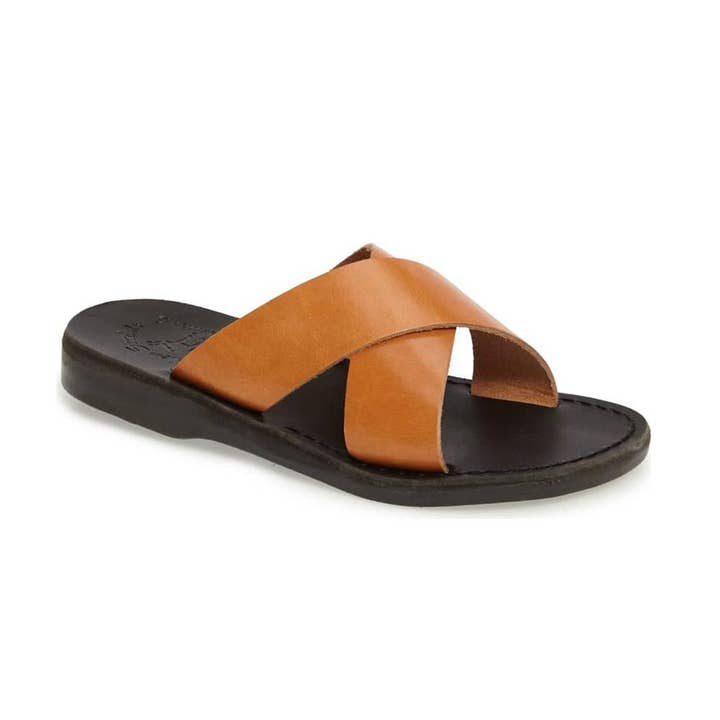 Elan - Sandales à glissière en cuir | Tan pour la vente par Jerusalem Sandals