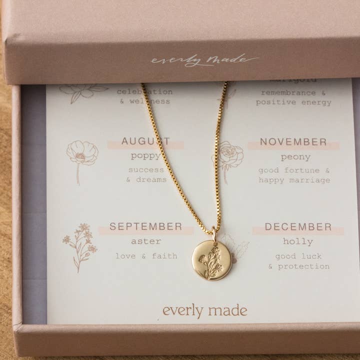 Everly Made - Wholesale Pendant/Charm Necklace - Peony • November Birth Flower