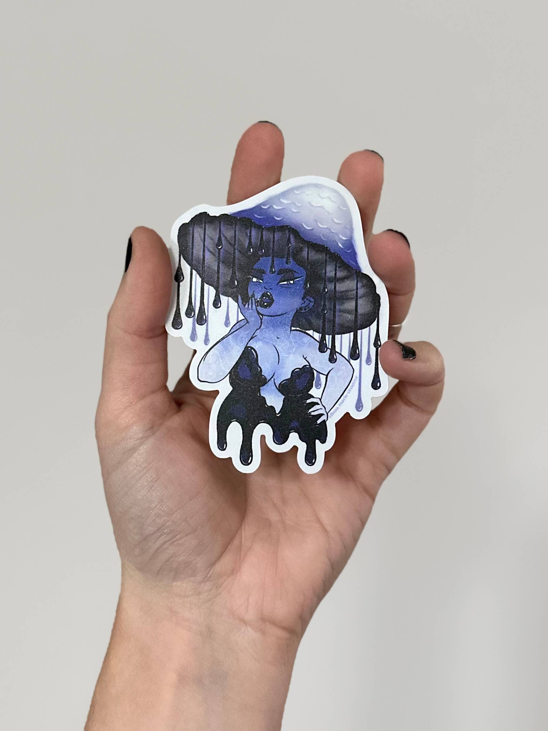 Elissa Marie Creative – Engroshandel Klistermærke – Inky Cap Shroomie Sticker | champignon | goth | witchy2