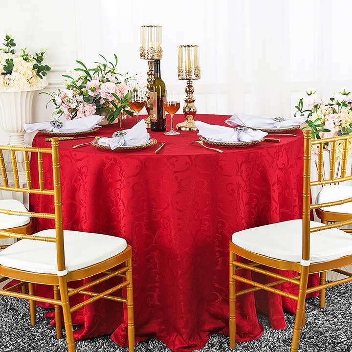 Versailles Chopin Damask Round Jacquard Tablecloth for wholesale by Radyan Fabrics